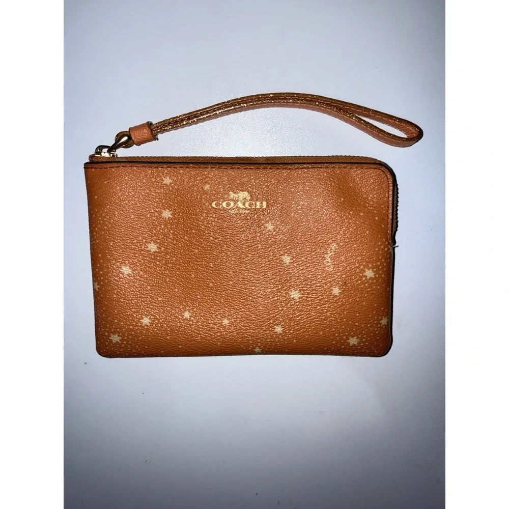Coach X NASA Constellation Corner Zip Wristlet Pink‎ Peach Stars RARE HTF T